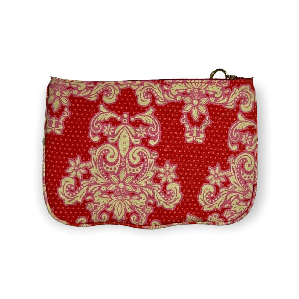 Contents by Allegro Set of 3 Pink, Orange & Cream Fabric Makeup, Travel Bags
